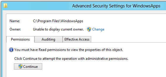 Advanced Security Settings window
