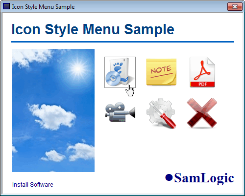 Menu interface with icons