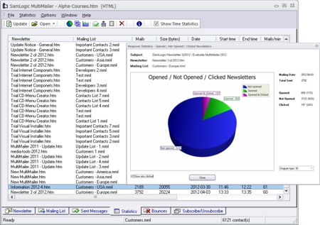 Statistics tab in MultiMailer - Here you can get detailed statistics about your e-mail campaigns