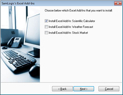 User set up dialog box