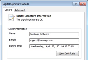 SamLogic Software digital signature