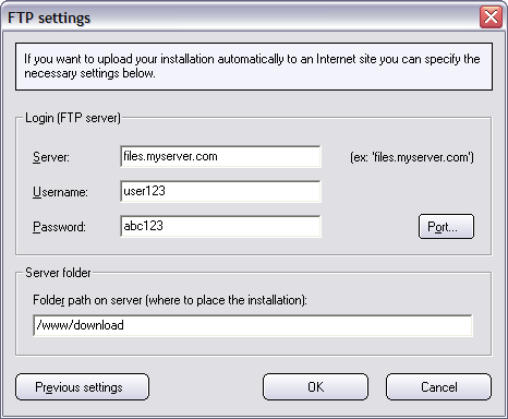 FTP settings