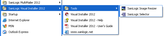 Submenu (with the name 'Tools') in Windows XP