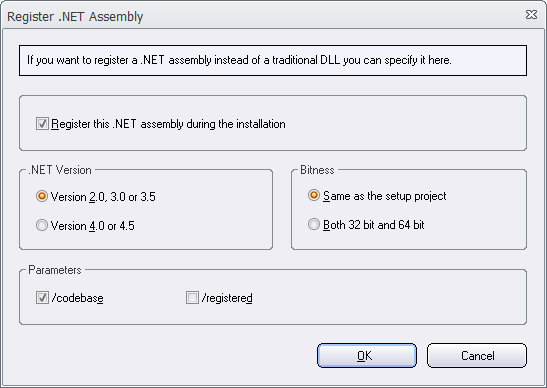 The 'Register .NET Assembly' dialog box