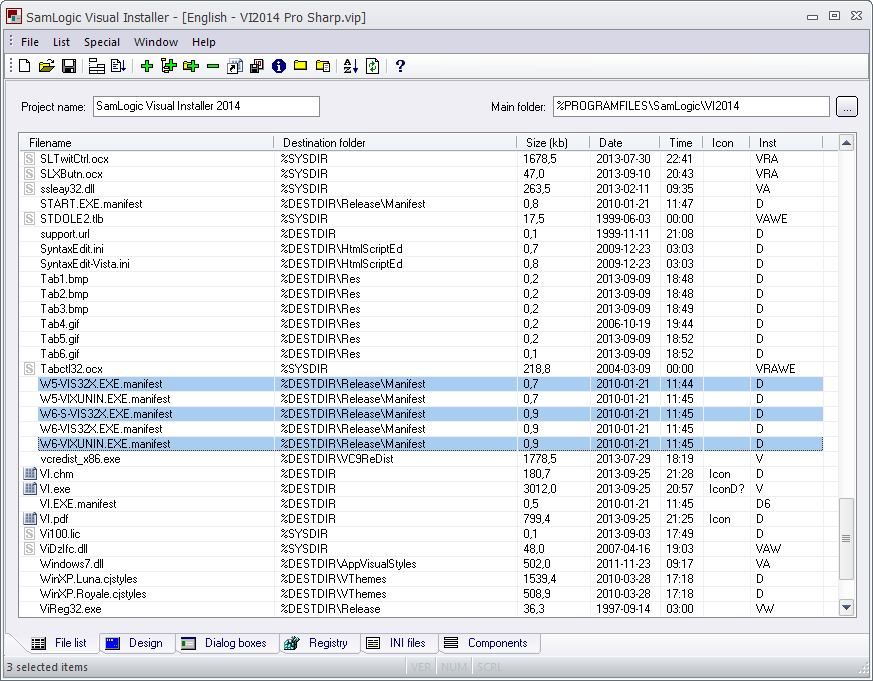 SamLogic Visual Installer - The 'File list' tab