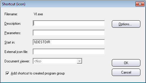 The 'Shortcut (icon)' dialog box