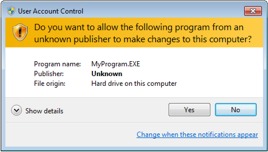 The User Account Control (UAC) dialog box