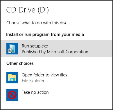 The AutoPlay window in Windows 10