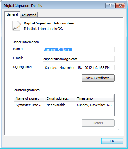 Digital Signature Details