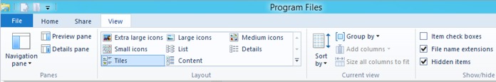 The View tab in File Explorer