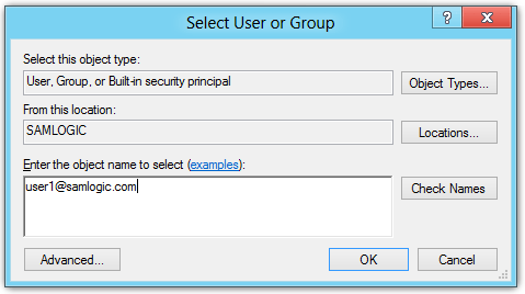 Select User or Group dialog box