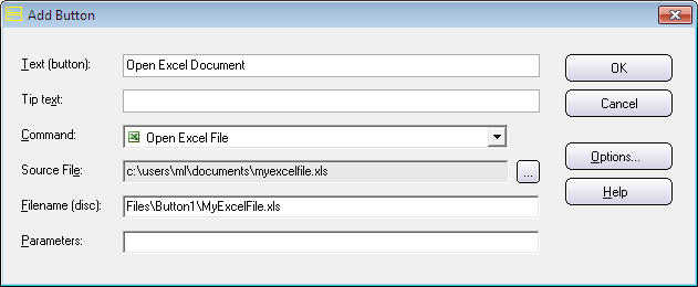 There is a new button command in CD-Menu Creator with the name 'Open Excel File'