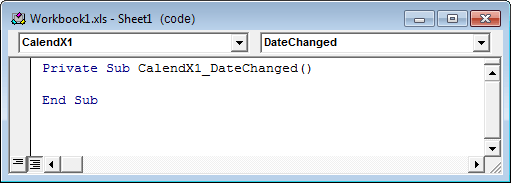 The code window in Microsoft Excel