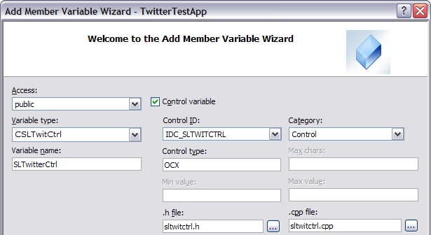 The 'Add Member Varible Variable' dialog box