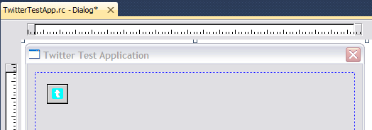 The Twitter ActiveX control is placed in the dialog box