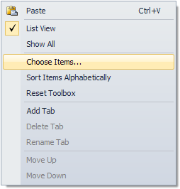 The 'Choose Items' menu item