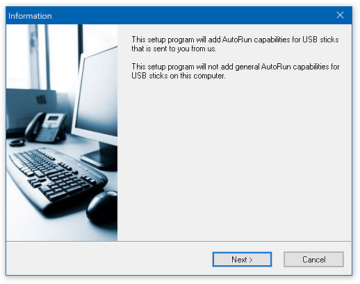 Installation of the AutoRun driver - Step 1