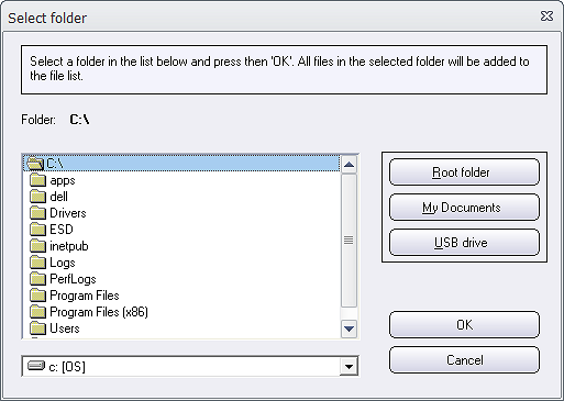 The 'Select folder' dialog box (1)