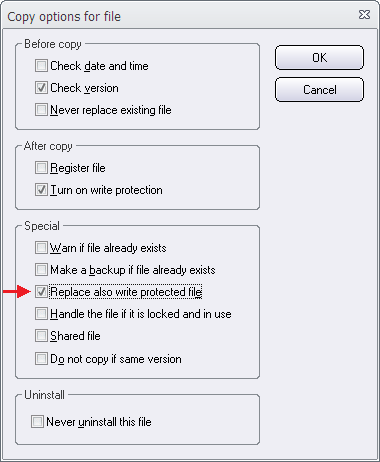 The 'Copy Options' dialog box (2)