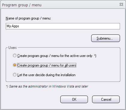 Program group / Menu