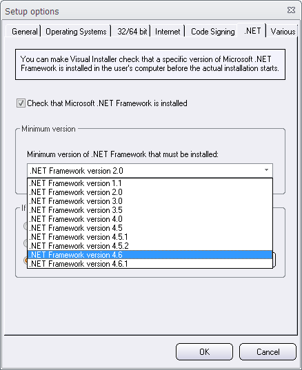 More available versions of .NET Framework