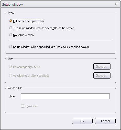 The Setup Window dialog box (1)