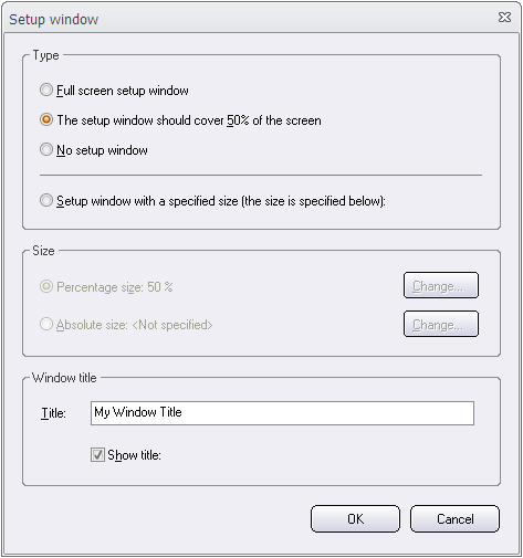 The Setup Window dialog box (2)