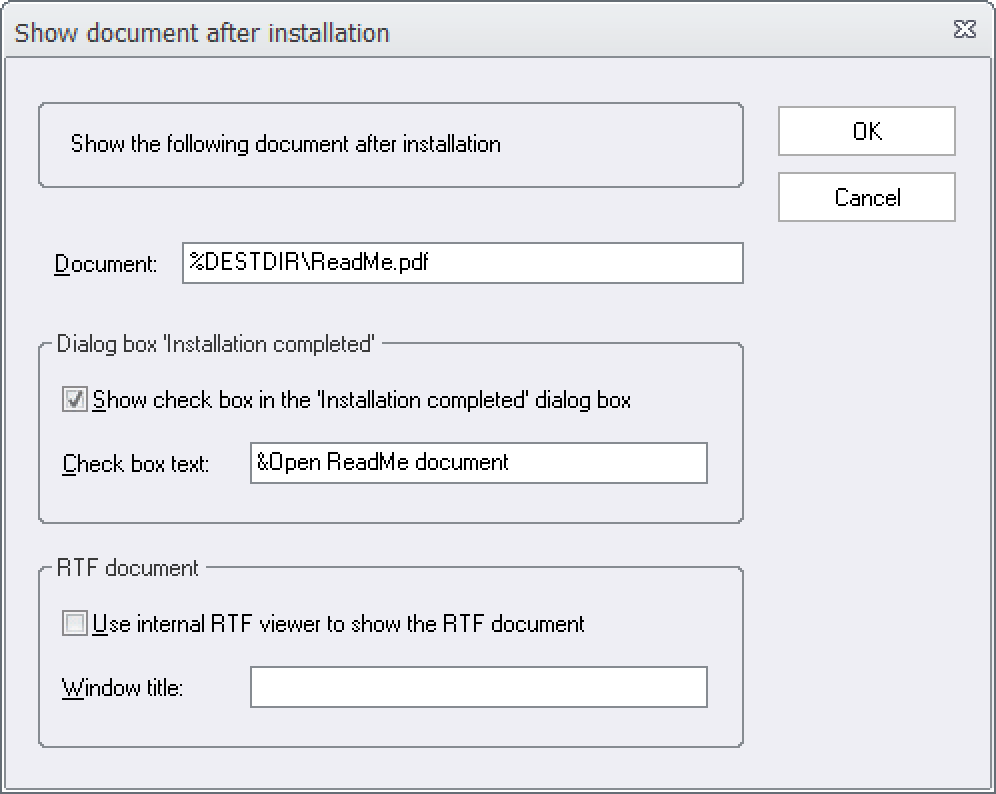 Show document after installation