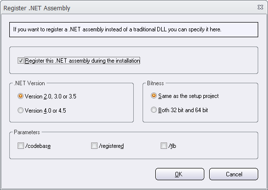 The 'Register .NET Assembly' dialog box