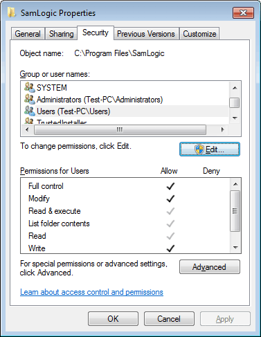 The 'Properties' dialog box in Windows