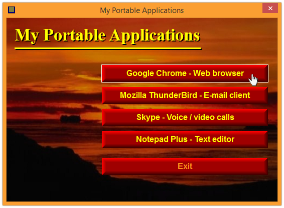 AutoRun menu for portable applications