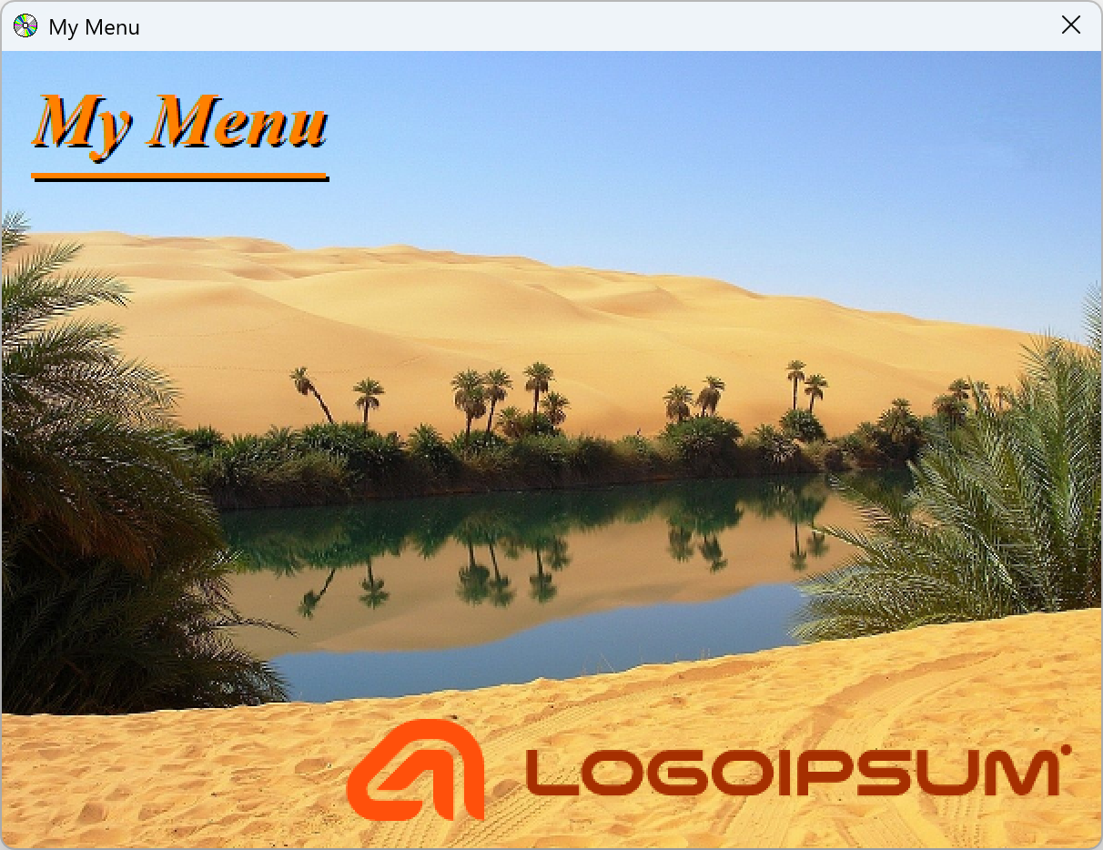 Menu with PNG logotype picture (Desert)