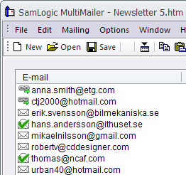 All contacts that have clicked on one or more links in your newsletter will be marked with a special symbol.