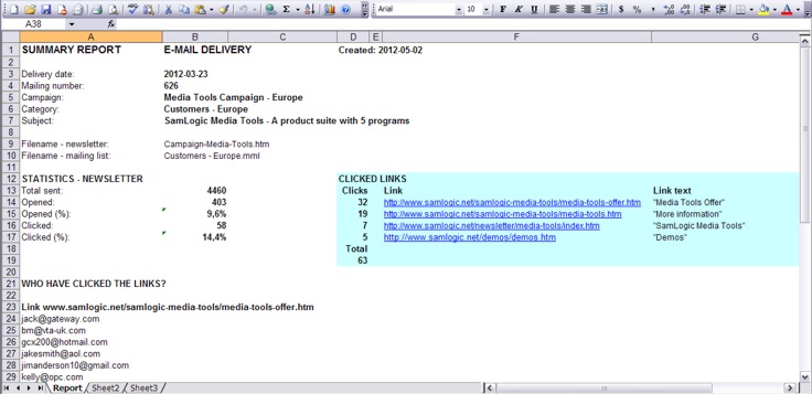 A detailed summary report can be created from MultiMailer.