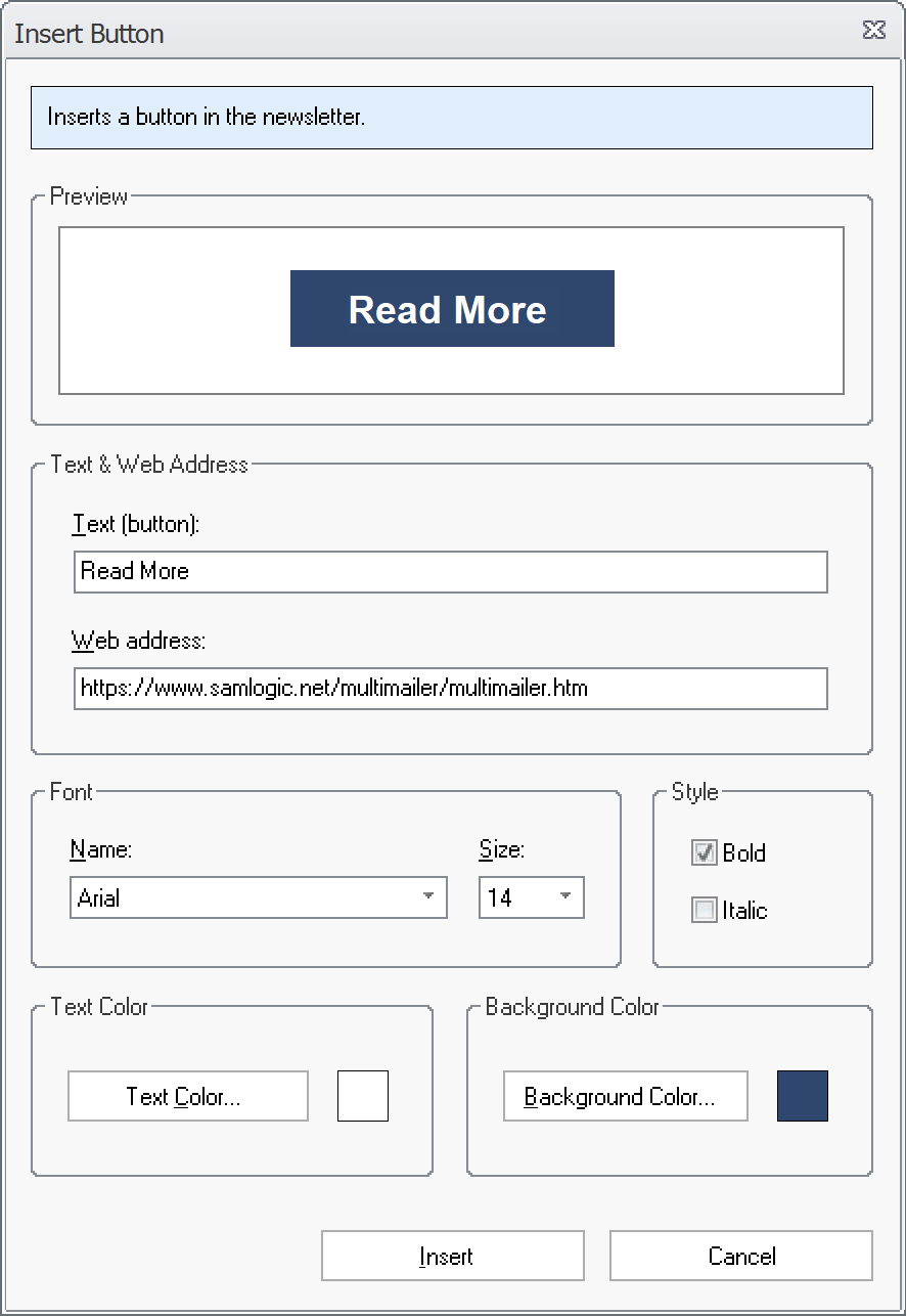 Insert Button dialogbox (2)