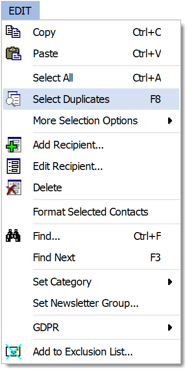 Edit - Select Duplicates