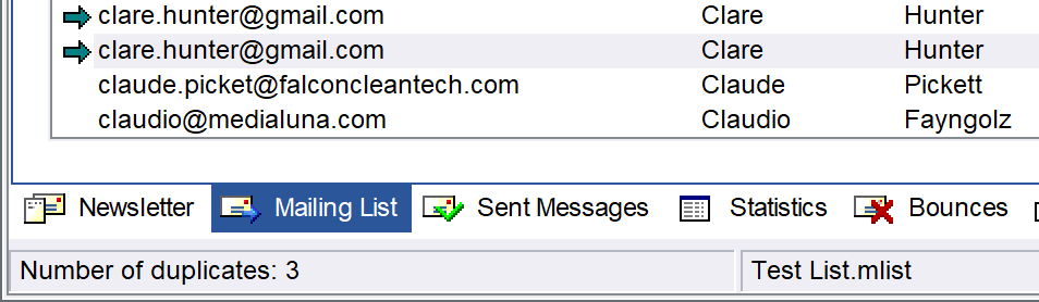 Mailing List - Three duplicates