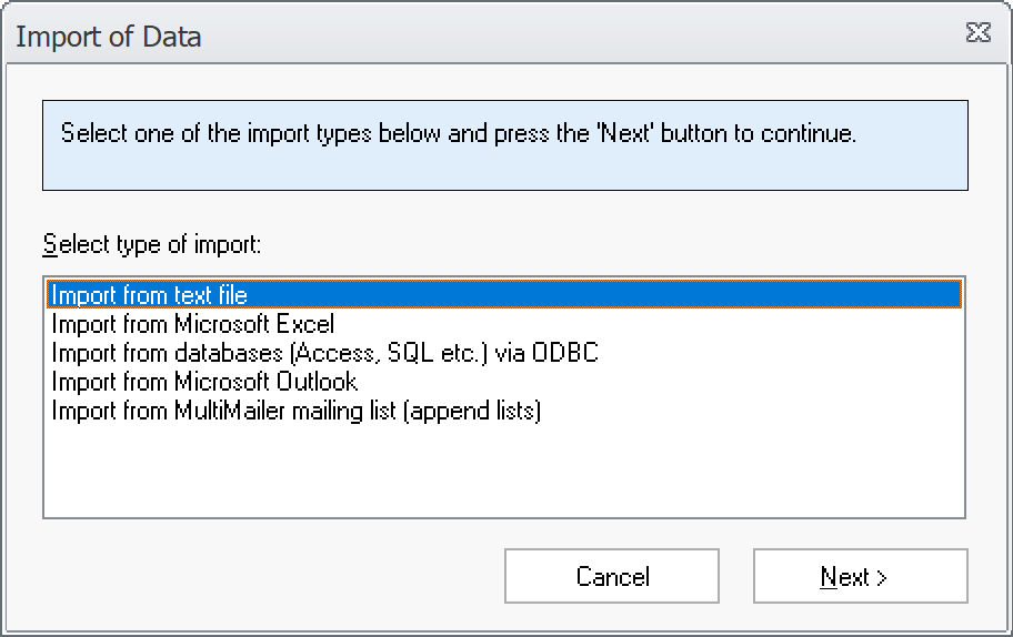 Import Data - Text file