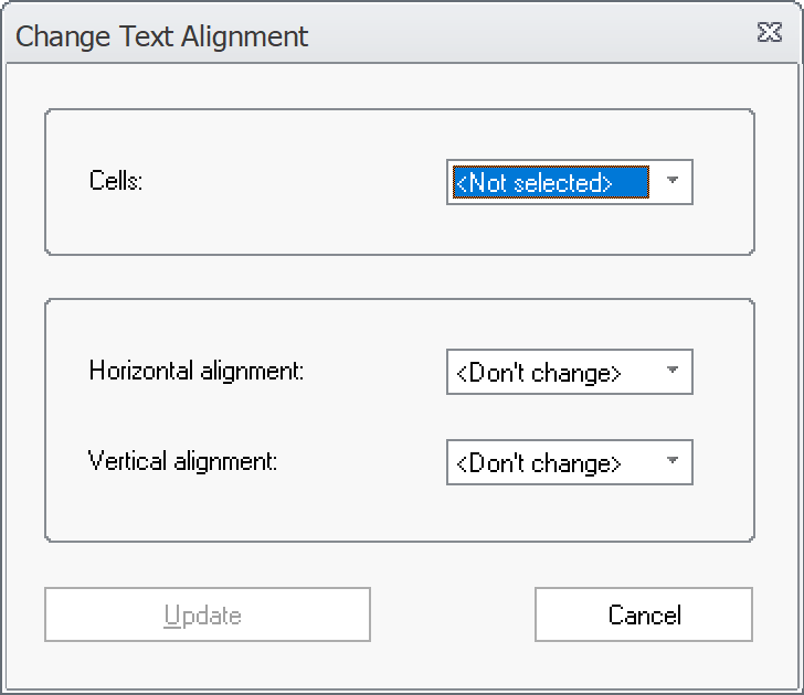 Change Text Alignment dialogbox (1)