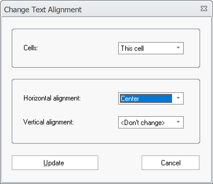 Change Text Alignment dialogbox (2)