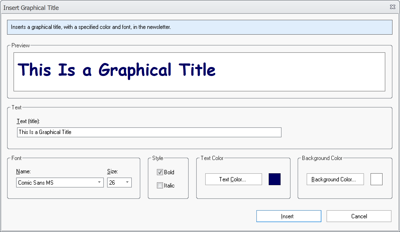 Insert Graphical Title dialogbox (2)