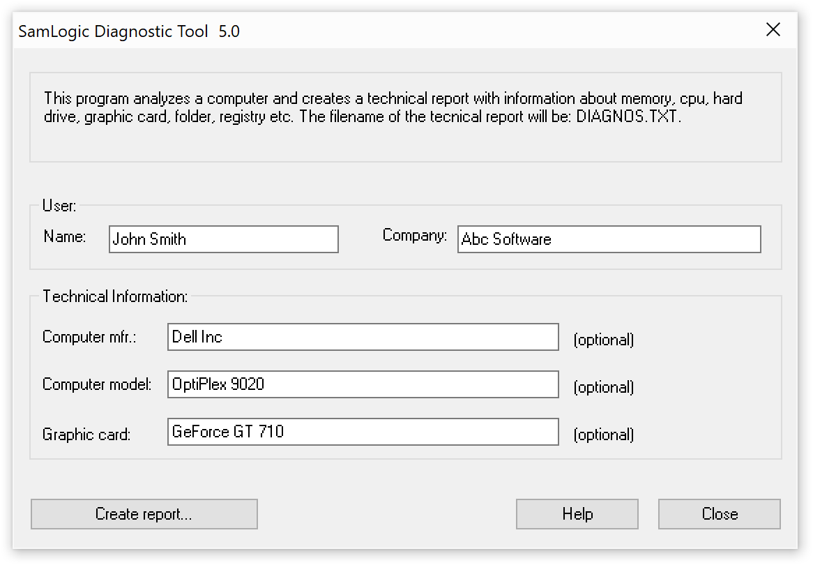 SamLogic Diagnostic Tool