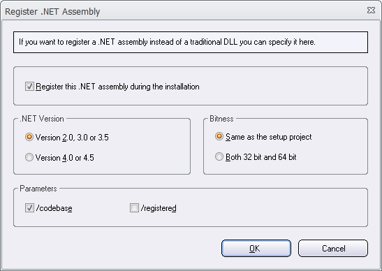 The 'Register .NET assembly' dialog box