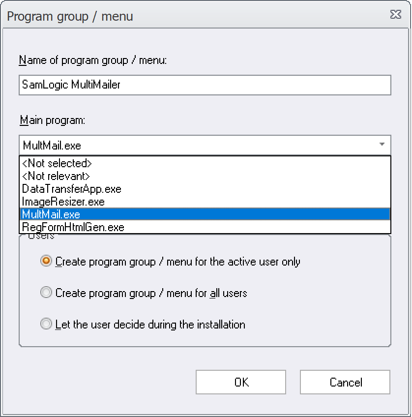 The 'Program Group' dialog box