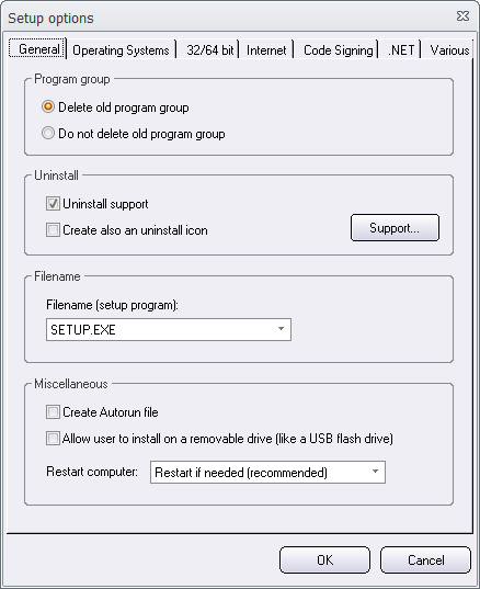 Setup options