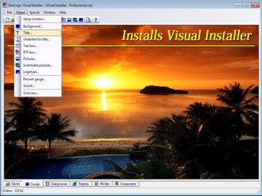 The 'Design tab' in Visual Installer