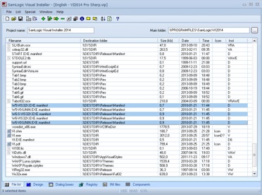 The 'File list' tab in Visual Installer