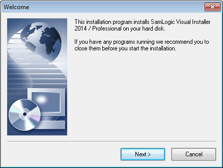 The 'Welcome' setup dialog box