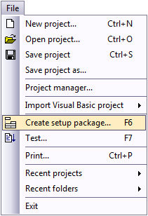 File - Create setup package