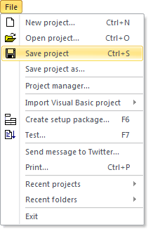 File - Save project